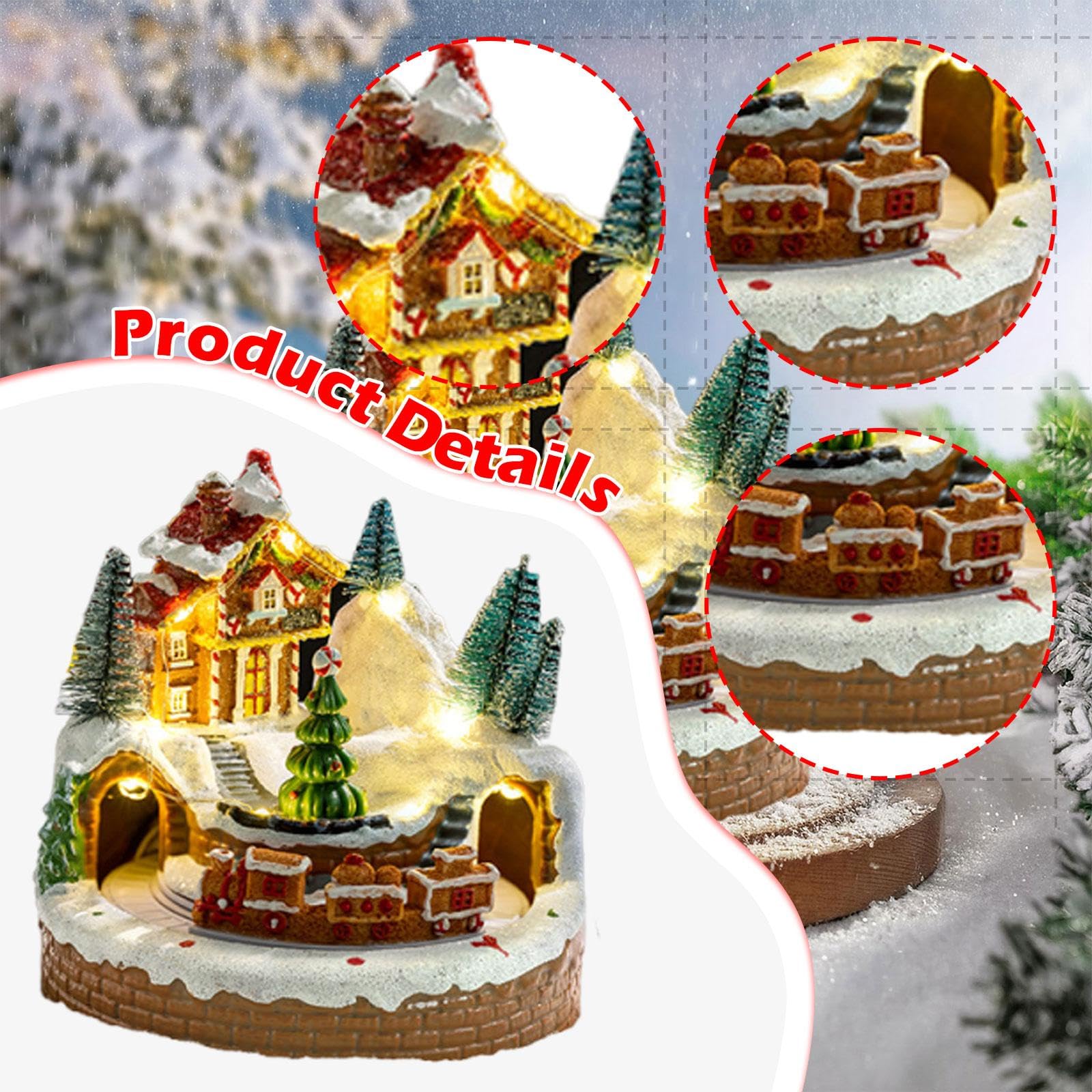 Perfeclan Weihnachts-Spieluhr, Spieluhr mit drehendem Zug, kreative Tischdekoration mit Weihnachts-Spieluhr, ideal für Kinderzimmer, Geburtstag, Advent