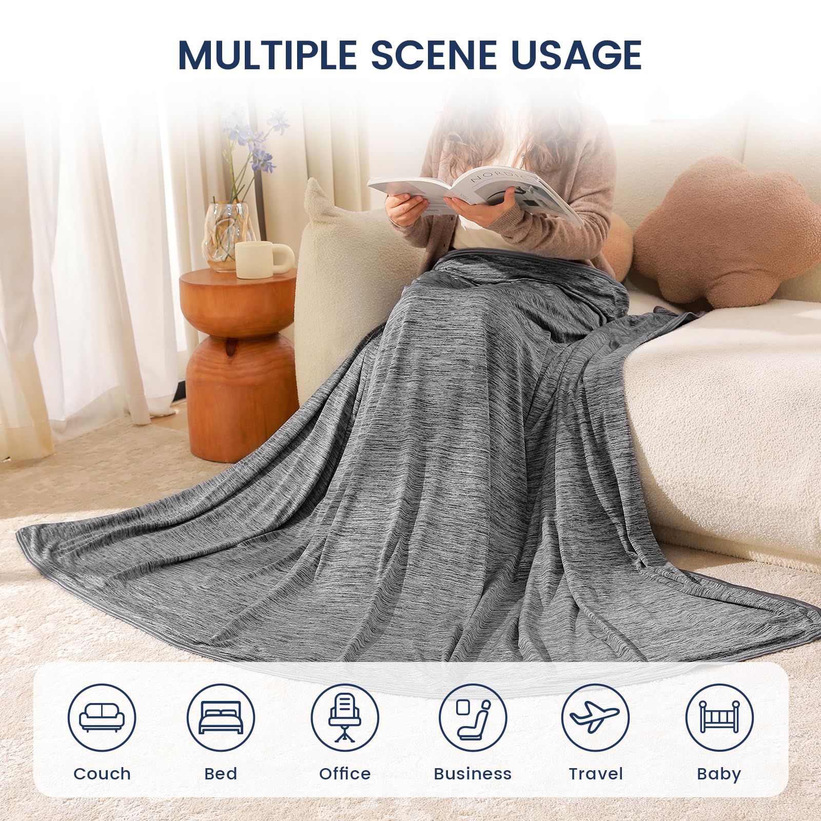 Danctec Cooling Blanket for Night Sweats Summer Cool Throw for Hot Sleepers Q-Max>0.45 Cool Fiber for Bed Sofa Chair Travel Adult Kid or Menopause - Image 4