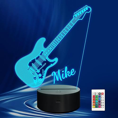 Miniatura 13 de Lámpara Nocturna de Guitarra Acústica, Lámpara de Ilusión Óptica LED 3D con Control Remoto y Temporizador, Regalos para Jugadores de Guitarra