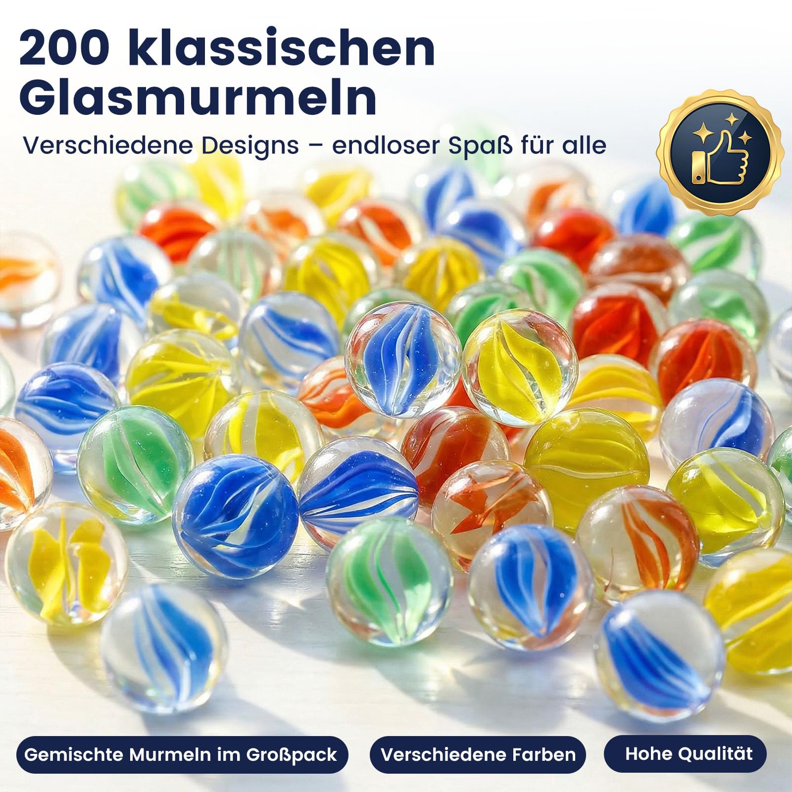 Biglie di Vetro Colorate 200 Pezzi 14/16 mm per Bambini Giocattolo Decorativo