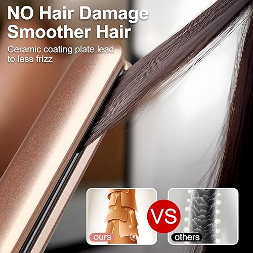 Miniatura 3 de Plancha de pelo con placas flotantes para obtener un cabello más brillante y suave, 14 temperaturas ajustables, pantalla digital de doble voltaje