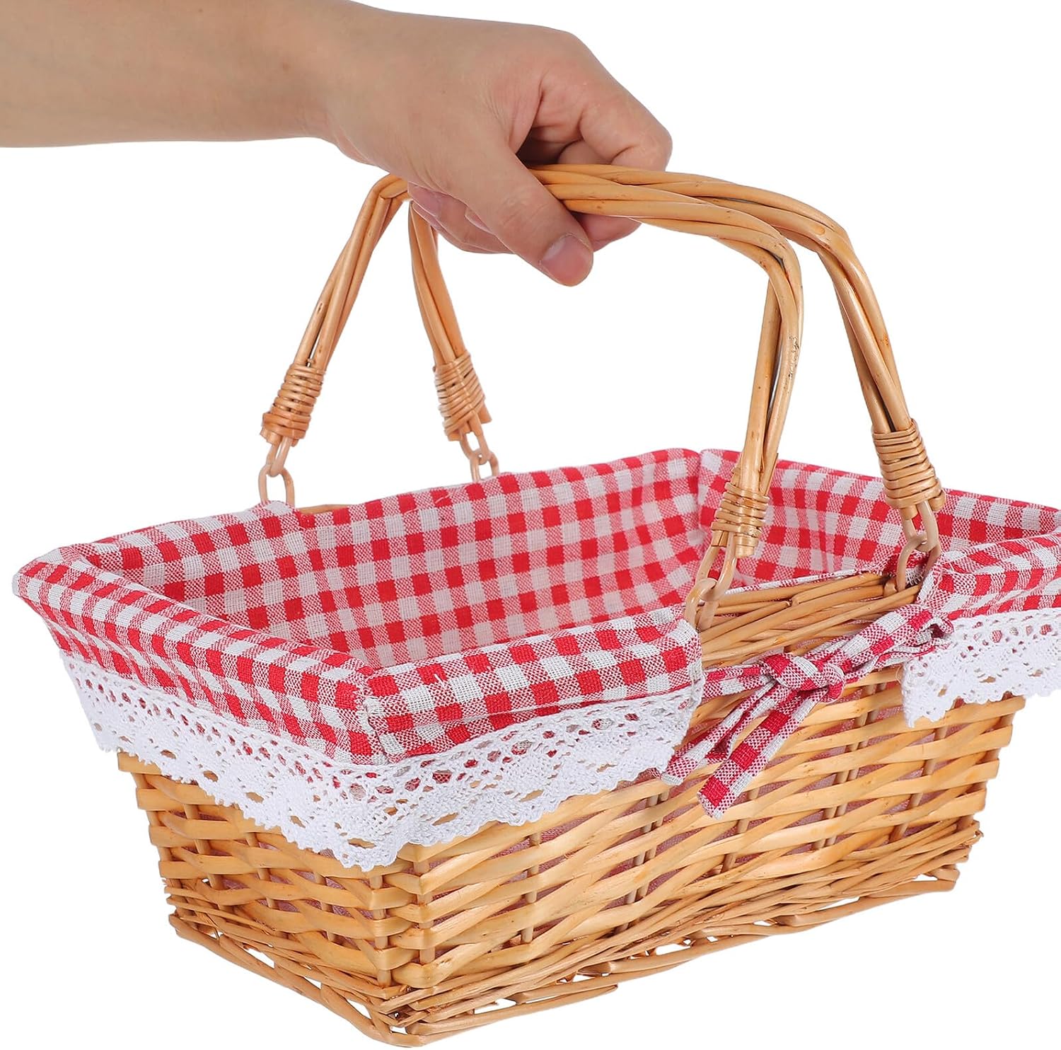 Rectangular Wicker Storage Basket Xmas for Kitchen with Liner