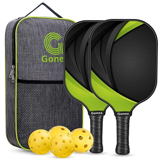 GRM Pickleball Paddles, Pickleball Set of 2, USAPA Graphite Pickleball Racket, Lightweight Pickle Balls Equipment with 4 Balls and Portable Carry Bag