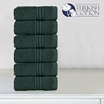 Elegant Comfort Coton turc haut de gamme 6 Ensemble de lingettes - 13 x 13 inch, Luxueux Hôtel de Qualité Spa 100% Coton turc 6PC Ensemble de linge - Très absorbant - Serviettes de bain douces, Hunter Green