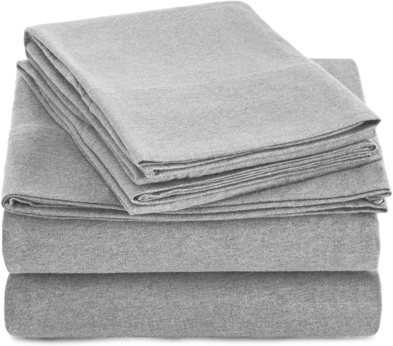 Pinzon Heather Jersey Sheet Set - Queen, Light Grey Heather