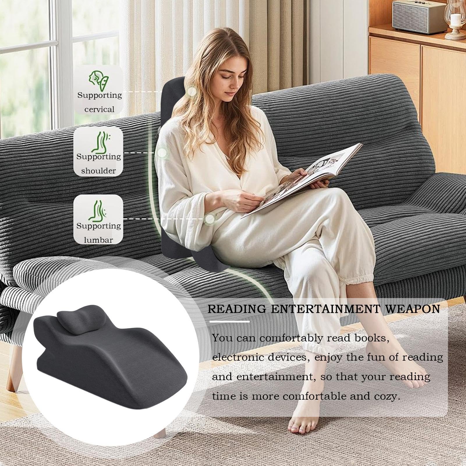 Sleeping Wedge Pillow for Adults - Non-Slip Ergonomic Bed Wedge Pillow,Multifunctional Portable Ankle Supportive Elevation, Soft Sleeping Foam Cushion