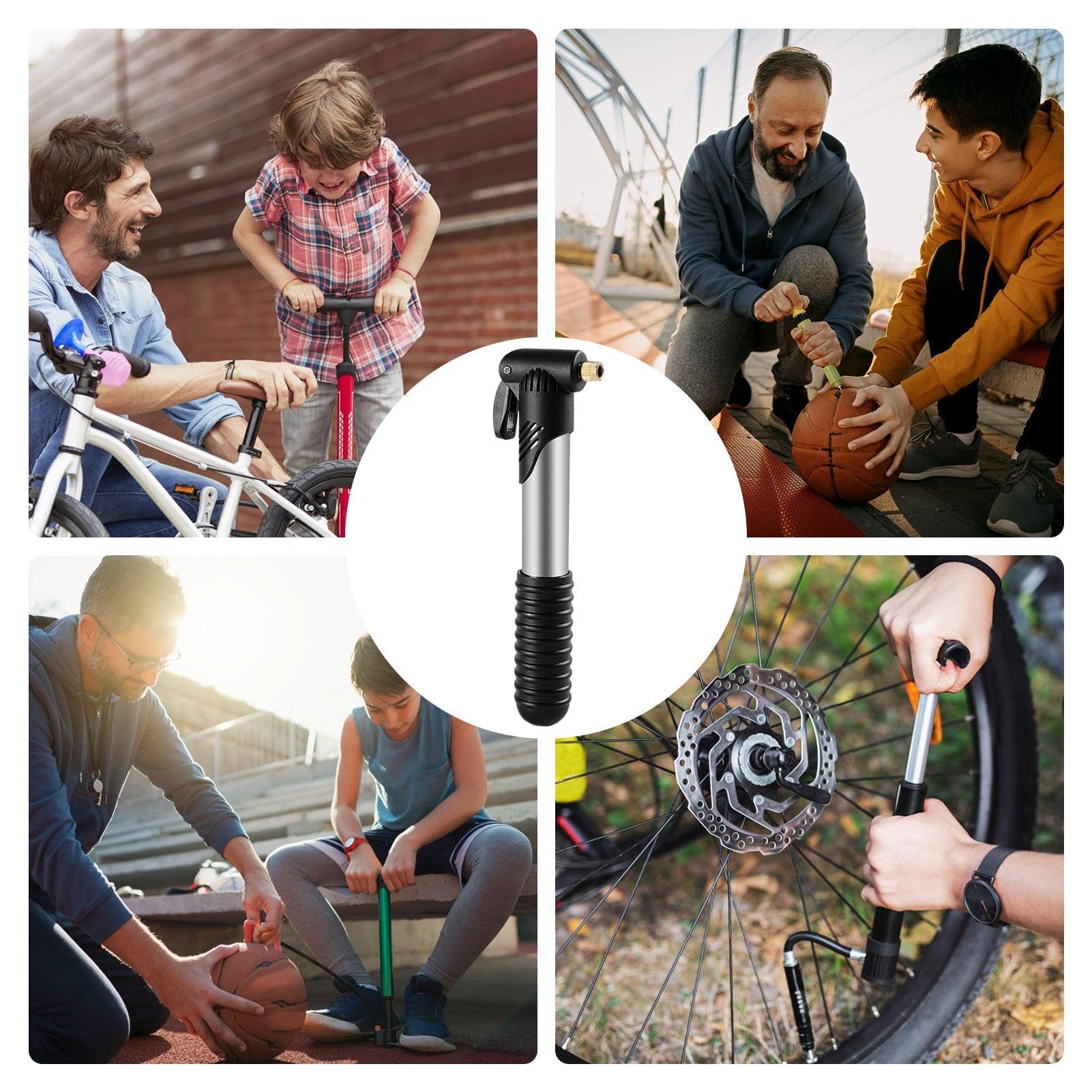 Portable Frame Pump - Compact Bicycles Pump With Frame Mount, High Pressure Hands Pumps Roads Mountain Bikes | Lightweight Easy To Carry Bikes Tire Pump, Universals Valve Adapters For Quick Inflations