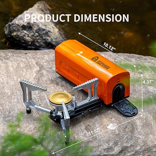 Miniatura 7 de INFOOD Estufa portátil de gas butano para campamento, diseño plegable compacto de 7500 BTU con bolsa de transporte para mochileros, viajes de