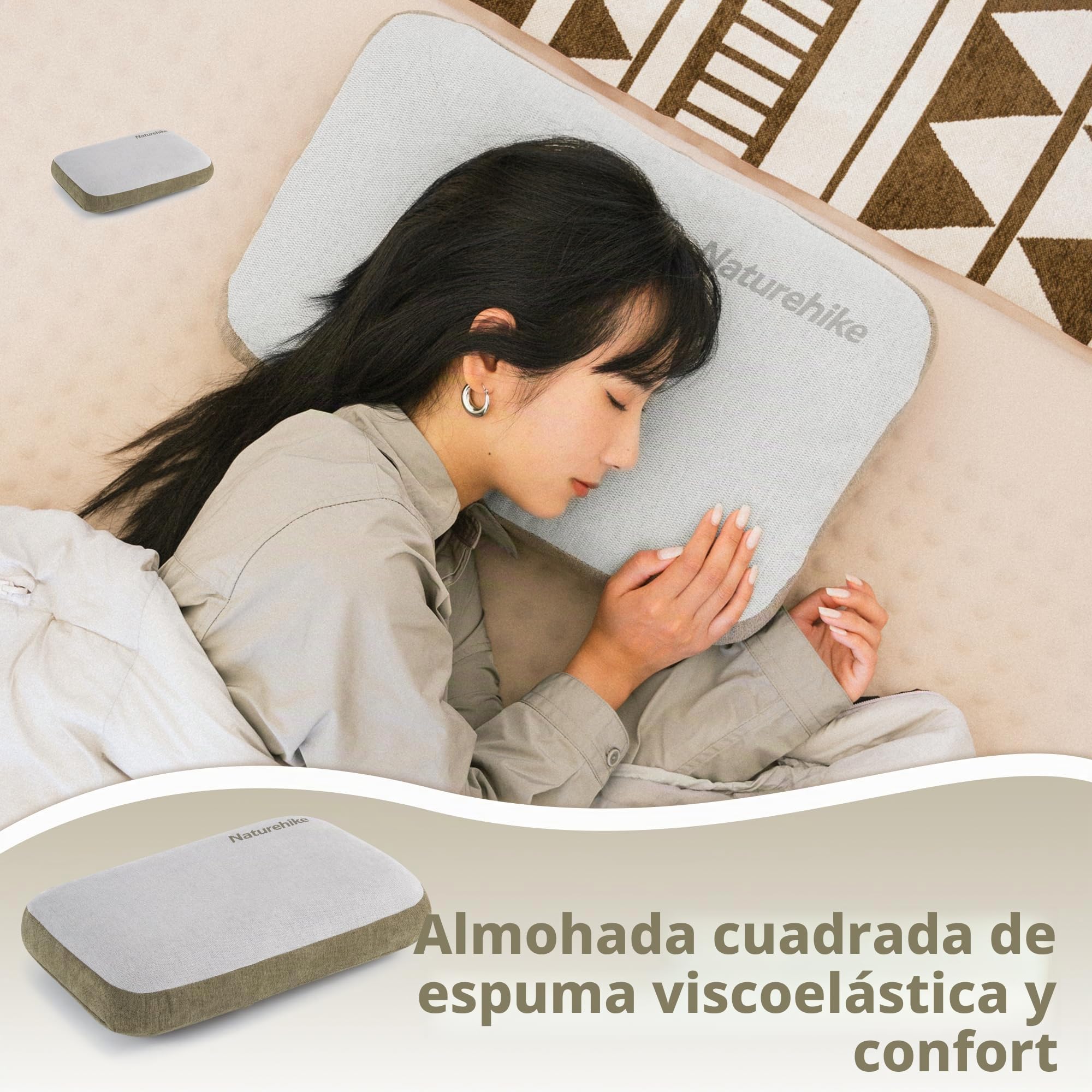 Naturehike Almohada CóModa De Espuma ViscoeláStica para El Cuello, Antibacteriana, Ayuda para Dormir, Antideslizante, Funda Lavable, NúCleo ExtraíBle, CojíN Cervical De Viaje, Almohada para AvióN
