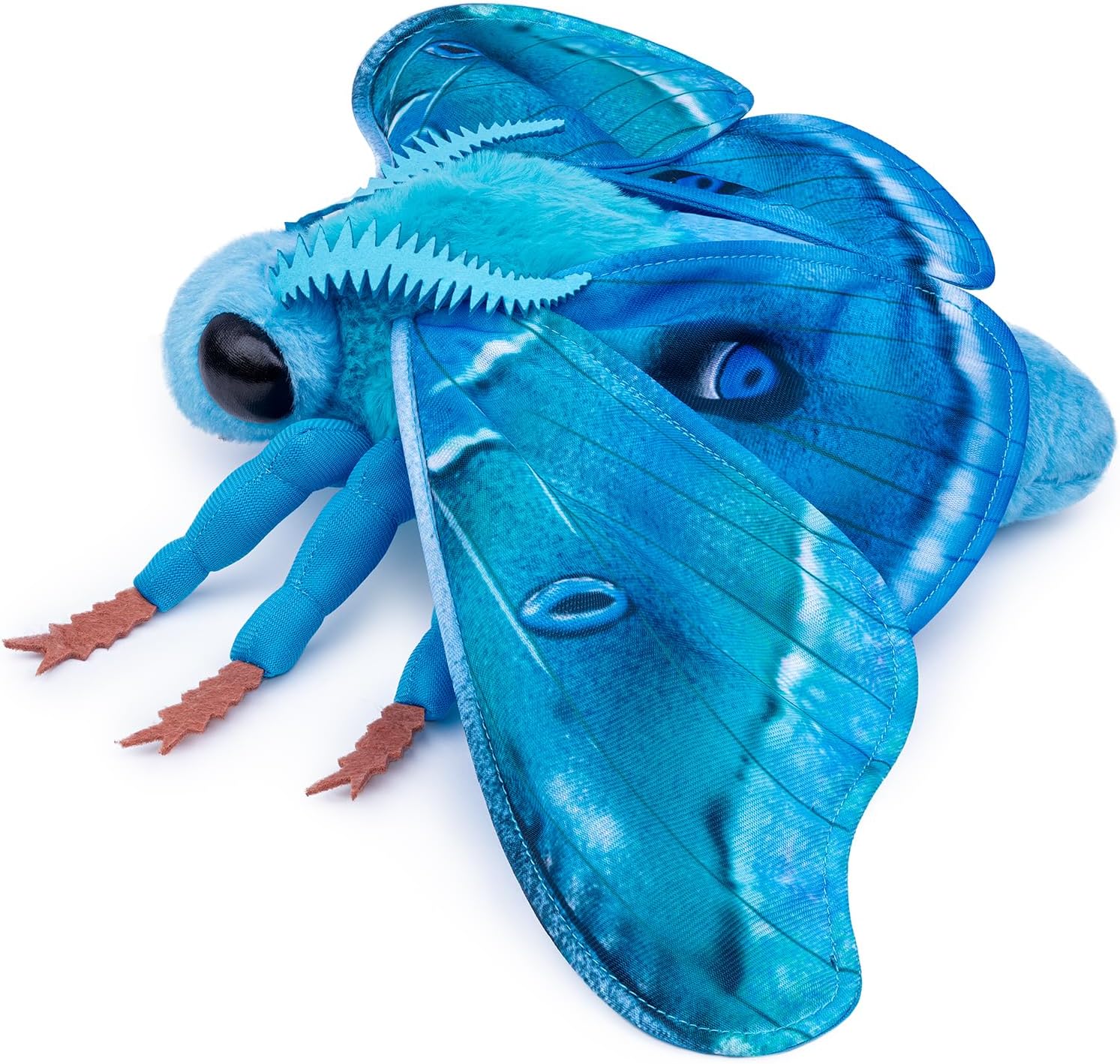 Moth Stuffed Animals Toy, Lifelike Blue Moths Plush 11in, Realistic Soft Big Wing Plushies Figure Gift Collection for Kids
