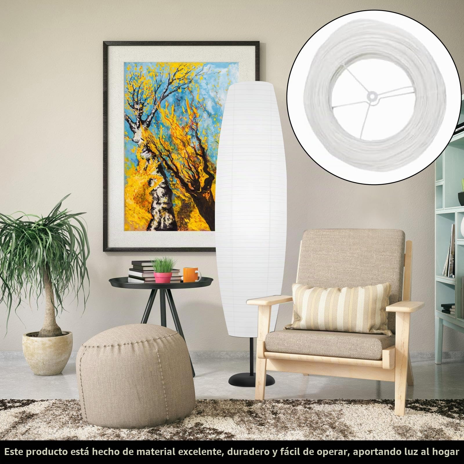 Lámpara de pie de papel de 110 cm, pantalla de lámpara: estilo nórdico, cubierta de luz, pantalla de papel, reemplazo de pantalla, pantalla de pie, repuesto para sala de estar, dormitorio