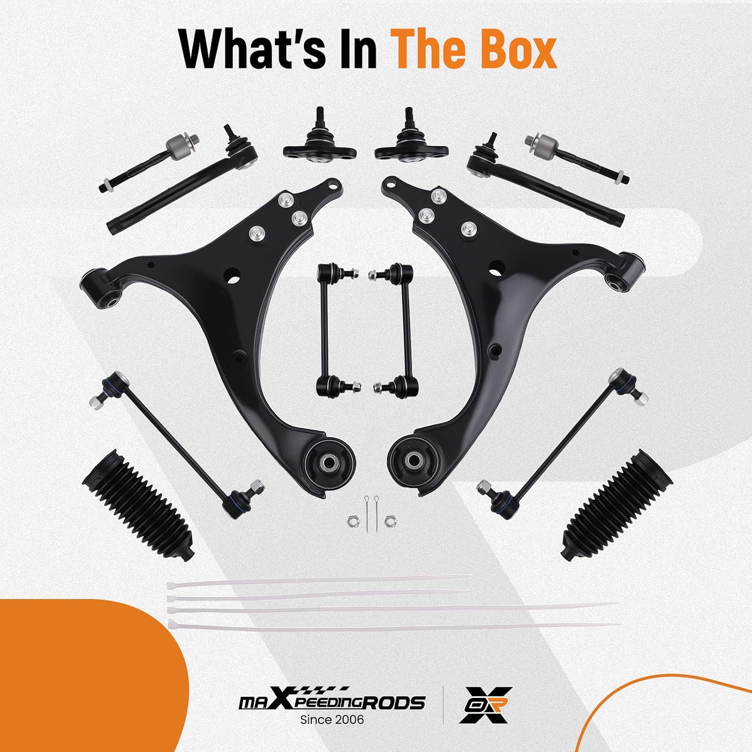 maXpeedingrods 14Pc Front Suspension Kit for Hyundai Elantra 2007-2012, Lower Control Arm with Lower Ball Joint Front & Rear Sway Bar Link Outer & Inner Tie Rod Boots