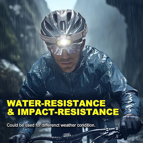 Miniatura 7 de Paquete de 2 faros delanteros recargables, 1400 lúmenes, ligeros, LED, recargables con luz blanca, verde, roja, lámpara de cabeza con sensor de