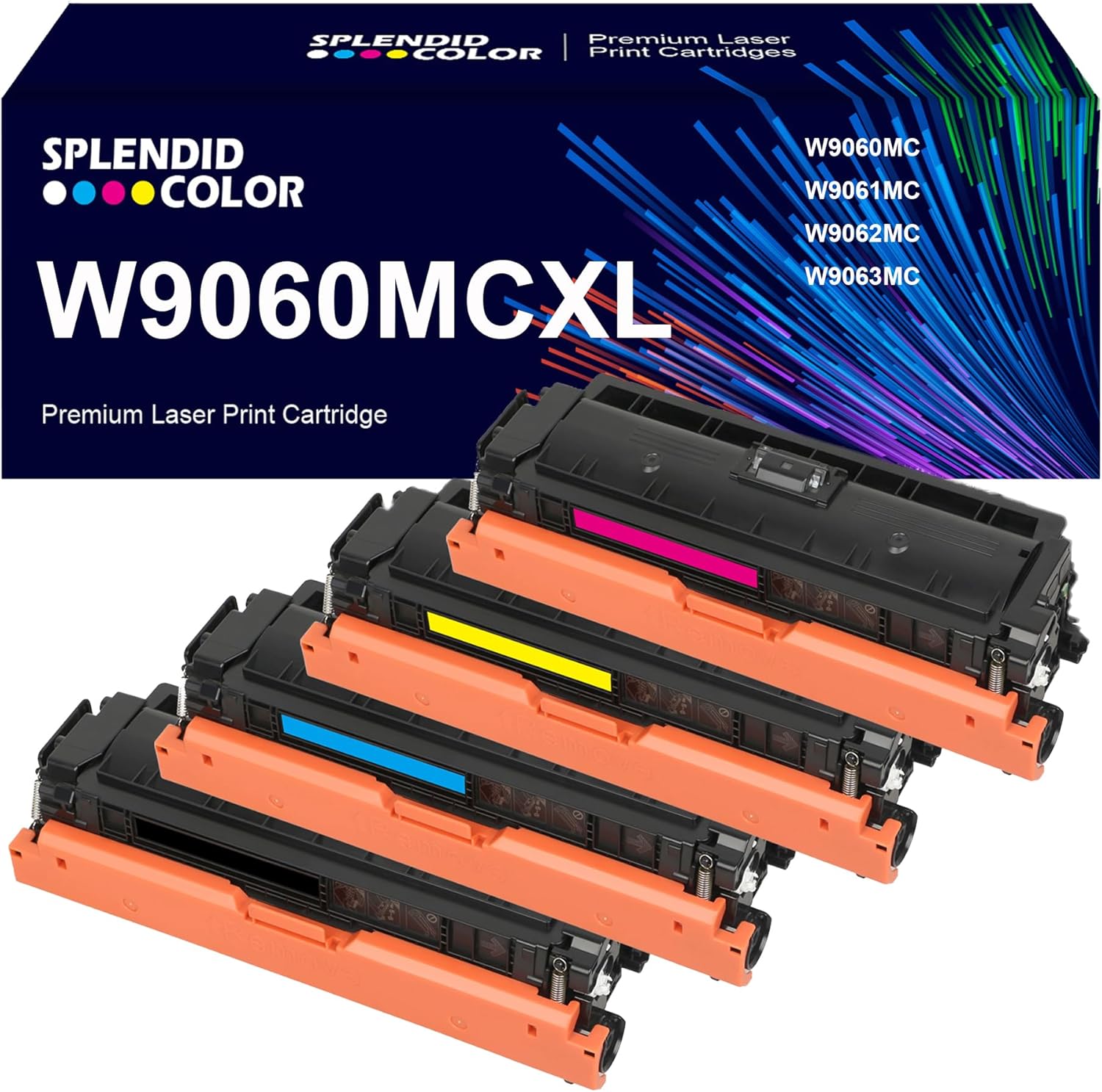 SPLENDIDCOLOR W9060MC W9061MC W9062MC W9063MC Remanufactured 4PK W9060MC Toner Cartridge Replacement for HP Color Managed E55040DW E57540dn E57540C Printers