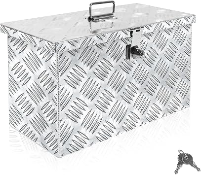 16 Inch Aluminum Truck Tool Box Pickup Small Truck Bed Toolbox Heavy Duty Waterproof Box Trailer Underbody Toolbox with Lock and Keys 16"x7.5"x10" Suitable for Pickup RV Trailer Silver