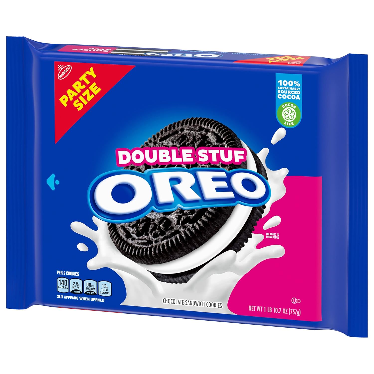 OREO Double Stuf Chocolate Sandwich Cookies, Ukuran Pesta, 10.7oz (net  26.7oz)