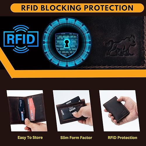 Miniatura 6 de SKiDE Cartera pequeña para hombre Cartera minimalista y cartera tarjetero Carteras delgadas para hombres y billetera delgada con bloqueo RFID