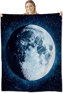 Moon Blanket for Kids Adults, Soft Lightweight Moon Throw Blanket for Sofa Bed Traveling Camping Moon Gifts Idea Moon Decor 50x60 inches