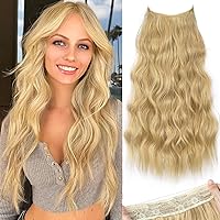 Vista 63 de KooKaStyle - Extensiones de cabello con hilo invisible, diadema transparente, ajustables, 4 clips fijadores, cabello largo y ondulado de 12