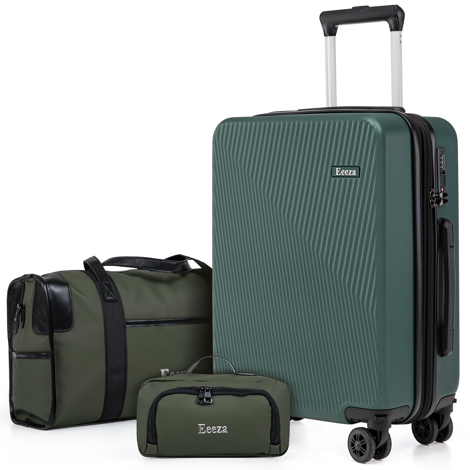 22x14x9 Airline Approved Hardcase Carry On Luggage Set TSA Lock Olive | 3-Piece 20 Inch Travel Set,TSA Lock Scratch-Resistant ABS Build with Ergonomic Telescopic Handle Smooth Spinner Wheels