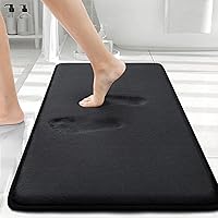 Smiry 30x20 Memory Foam Bath Mat - Extra Soft, Super Absorbent, Non-Slip Bathroom Rug for Shower Tub Floor, Black