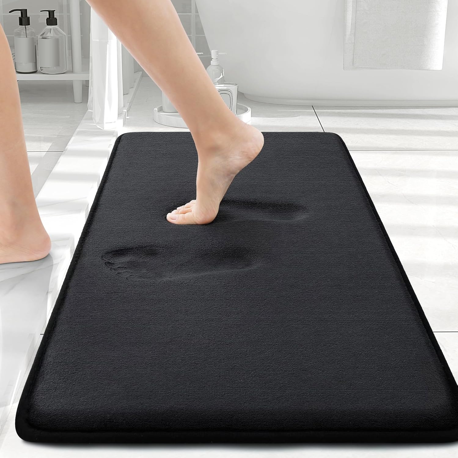 Smiry Memory Foam Bath Mat 30x20 Extra Soft and Absorbent Bathroom Mats Non Slip Washable Carpet for Floor