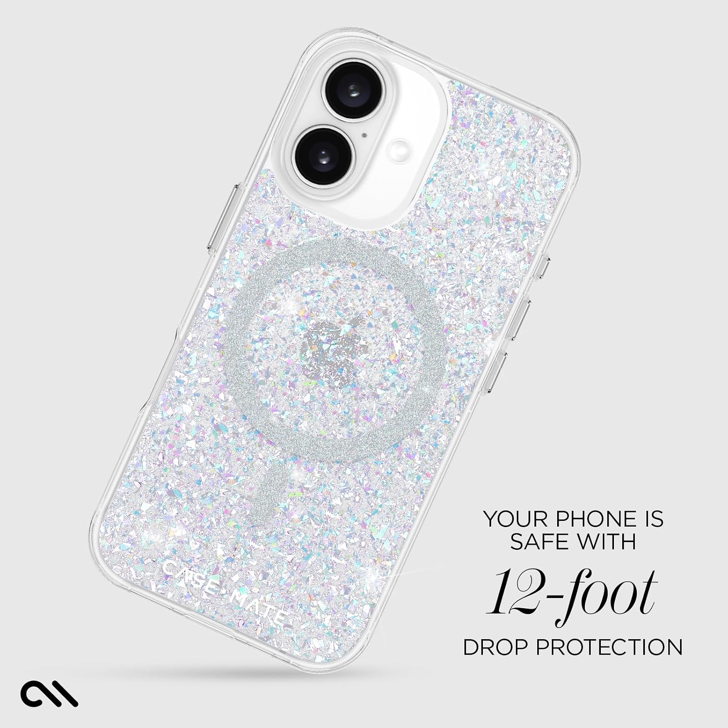 Case-Mate iPhone 16 Case [Compatible with MagSafe] - Stylish Sparkly Phone Case with 12ft Drop Protection - Premium Magnetic Cover for iPhone 16 - Twinkle Disco