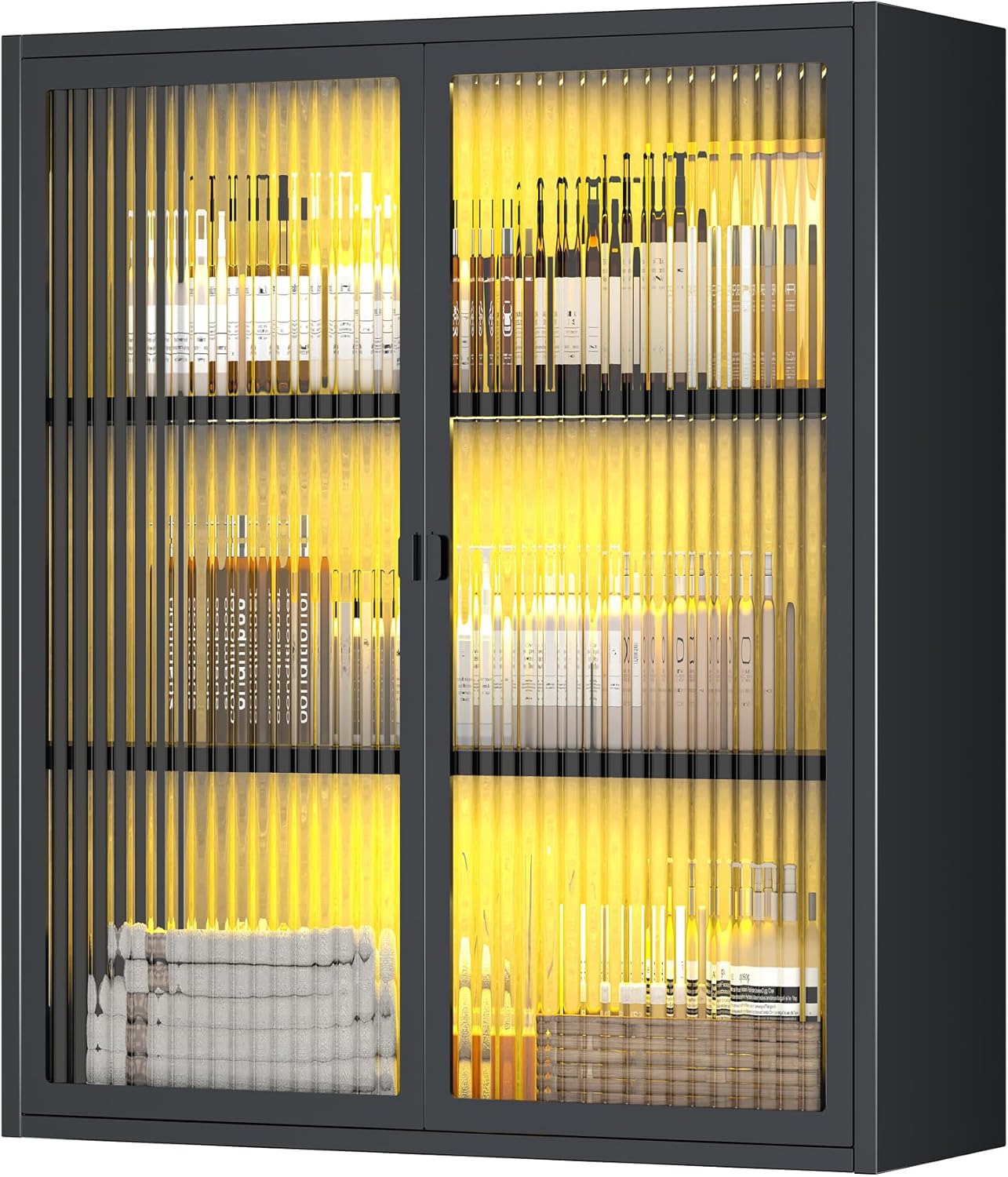 Bathroom Wall Cabinet,Metal Medicine Cabinet with Glass Doors,Wall Mounted Cabinet Over The Toilet,White Small Cupboard