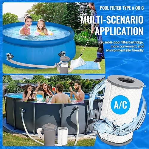 Miniatura 4 de Filtro de piscina tipo A o C reutilizable, filtro de piscina tipo A para 29000E59900E, para 5001500 GPH AC o III filtro de piscina sobre el suelo,