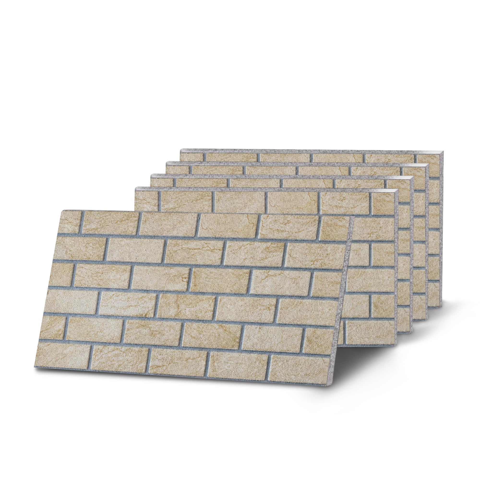 K&B Panels 3D Wall Panels, Classic Brick Effect Wall Panelling Kit, Lightweight, Easy to Install, Dual Insulation to Reduce Acoustic Noise, Indoor & Outdoor (Classic Natural Ivory) (5 Panels) โ image 1