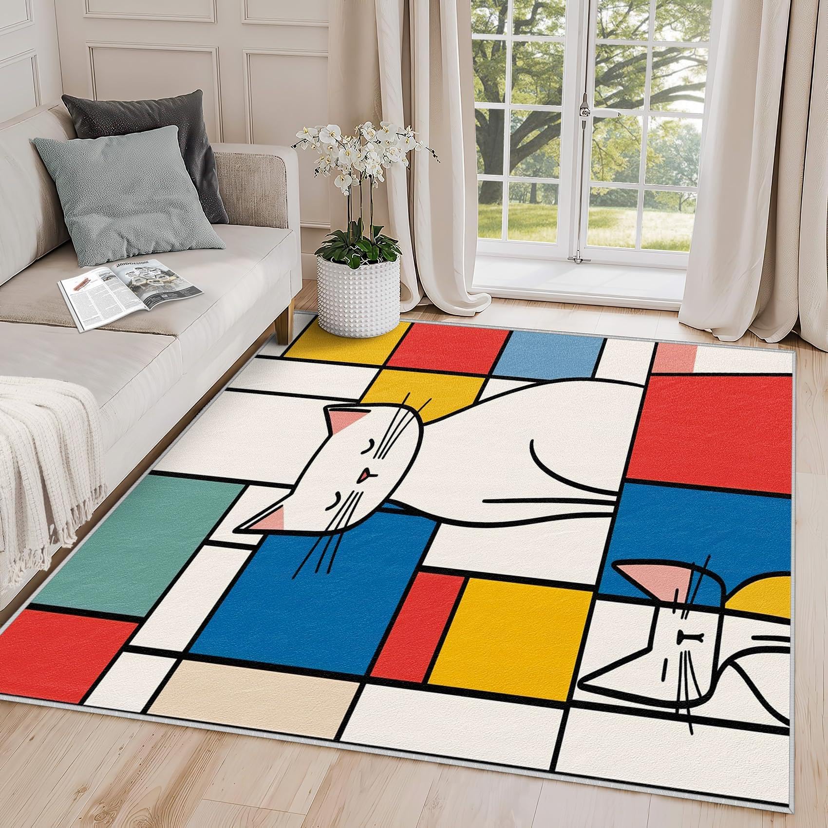 Tapis de salon minimaliste abstrait pour réveiller la déco d'une chambre