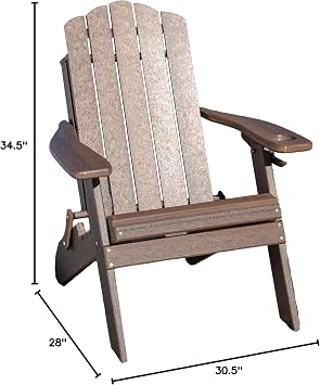 Furniture Barn USA Country Classics Collection Poly Folding Adirondack Chair with Smart Phone Holder, Walnut