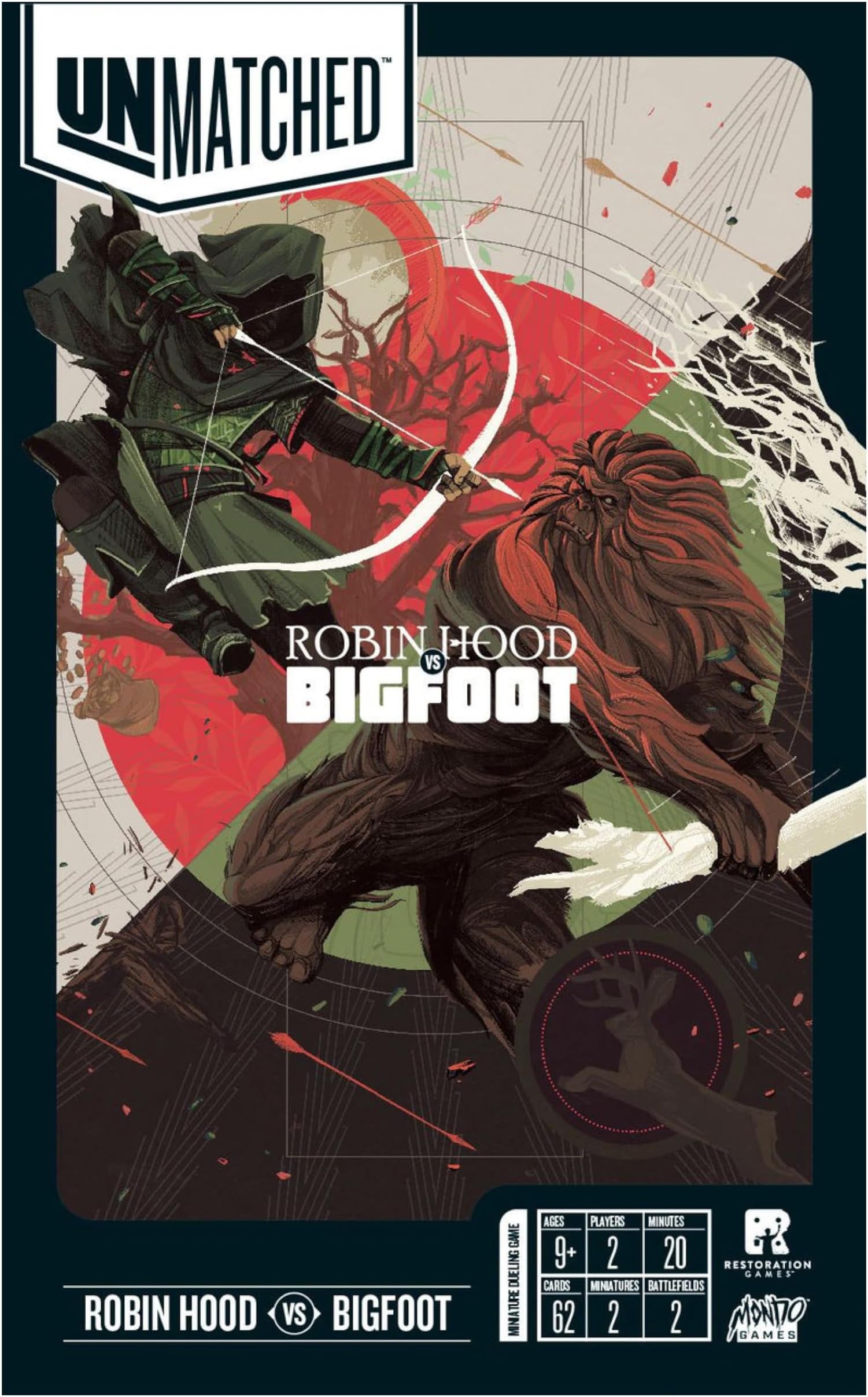 IELLO | Unmatched - Robin Hood vs Big Foot | Card Game | Ages 9+ | 2 Players | 20 mins Minutes Playing Time, Mulyi