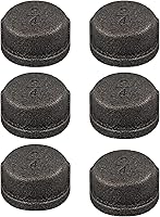 6-Pack 3/4 Inch Malleable Cast Iron Pipe Caps - Rust-Proof Threaded Fittings for DIY Industrial Retro Furniture & Shelving