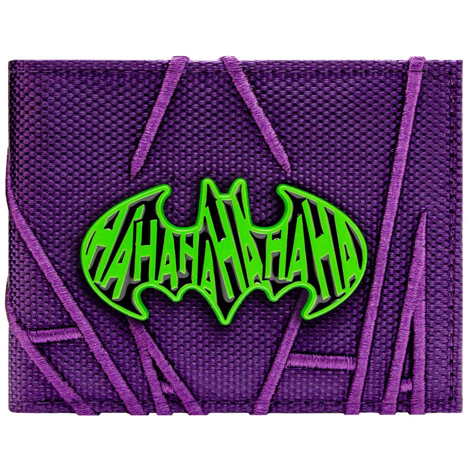 The Dark Knight Joker Bordado HAHAHA Insignia Metálica Billetera/Cartera Bi-Fold Porta-ID & Tarjetero, Morado