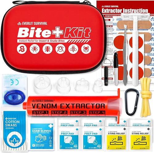 EVERLIT Bee Sting and Snake Bite Kit with Venom Extractor Pump, Outdoor First Aid Kit for Hiking and Camping EVERLIT Bee Sting and Snake Bite Kit with Venom Extractor Pump, Outdoor First Aid Kit for Hiking and Camping