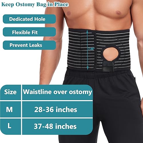 Miniatura 2 de Cinturón de ostomía ajustable para hombres y mujeres, cubiertas de cinturón de soporte para estoma con agujeroapertura para ostomía, colostomía,