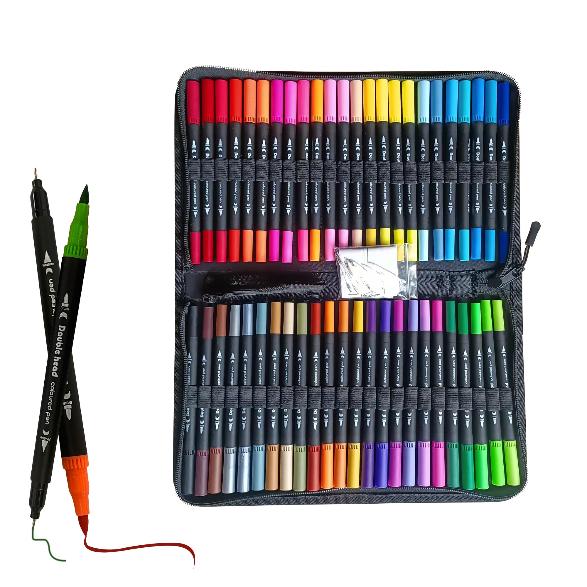 FATASH 48 PCs Dual Tip Brush Colouring Pens Set, 1 count (Pack of 48)