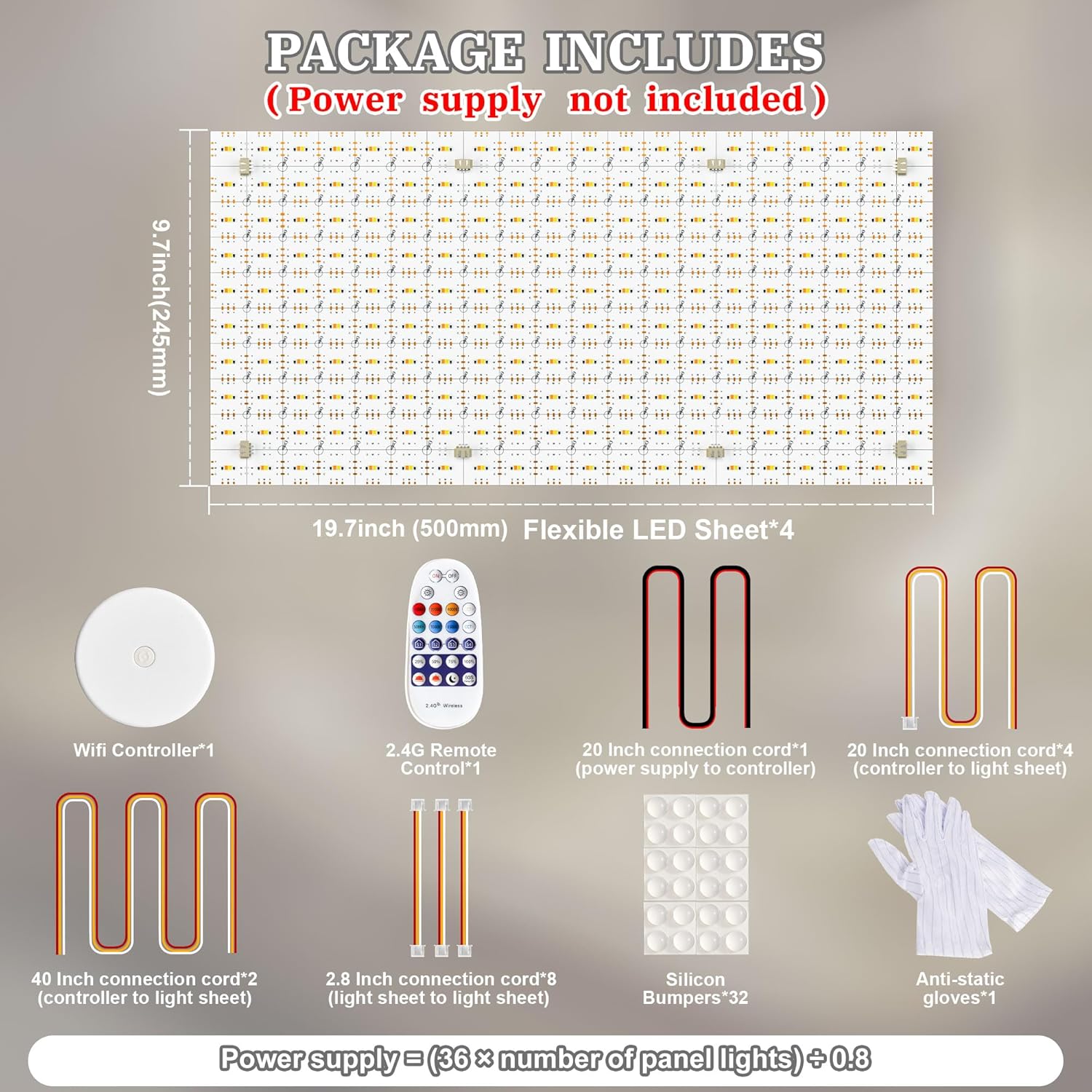 4 Pack LED Backlight Sheet 3000K-6500K Warm and Cold 24V 36W, Dimmable LED Panel Sheet Work with Alexa, Flexible Backlit Light Remote & APP Control, 19.7X9.7 Inch for Marble, Onyx, Quartz Countertop - Image 7