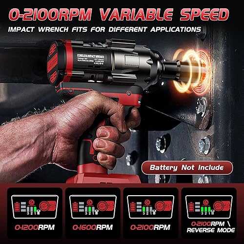 Miniatura 5 de Llave de impacto inalámbrica de 12 pulgada para batería Milwaukee de 18 V, 900 pies-libras (1200 N.m), destornillador de impacto de alto par,