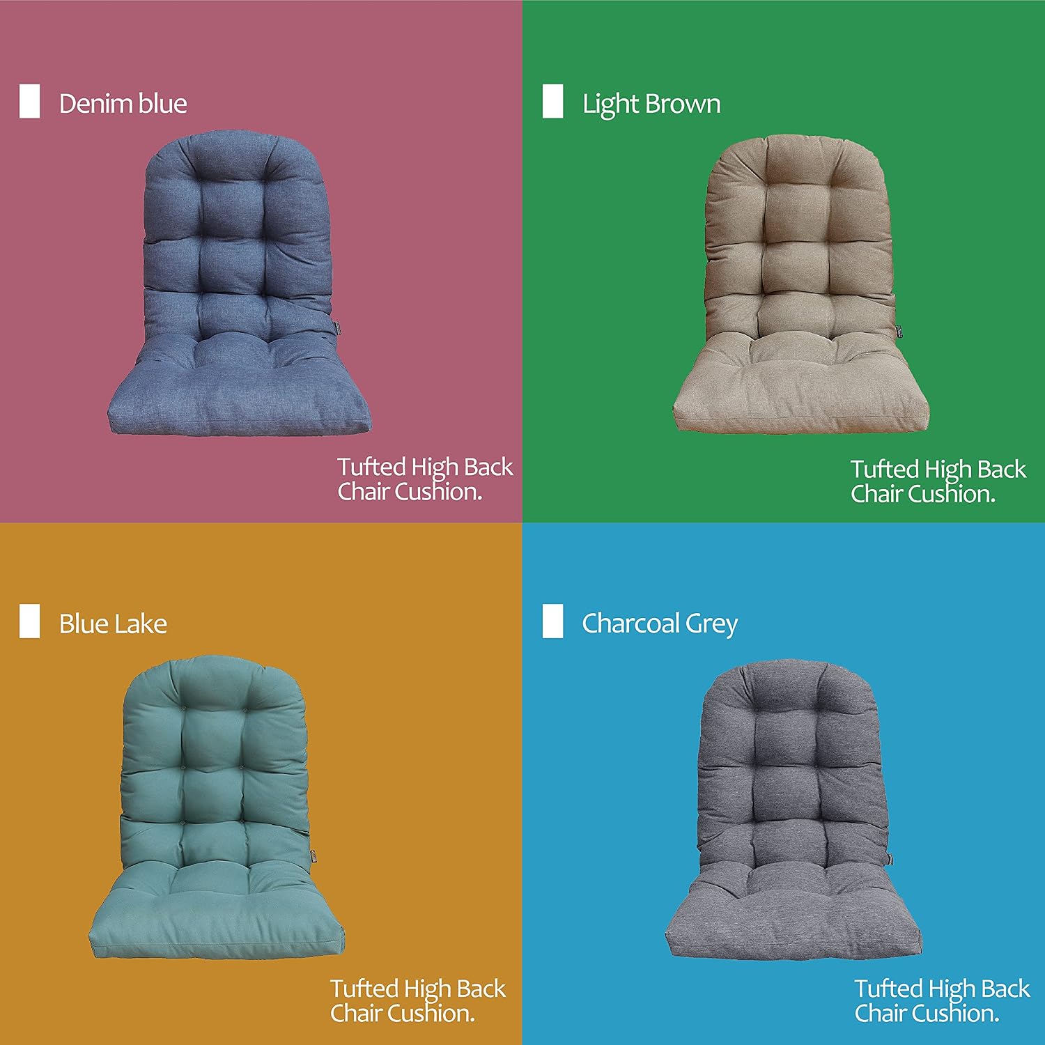Outdoor Patio Adirondack Chair Cushions Tufted Round Corner Denim Blue