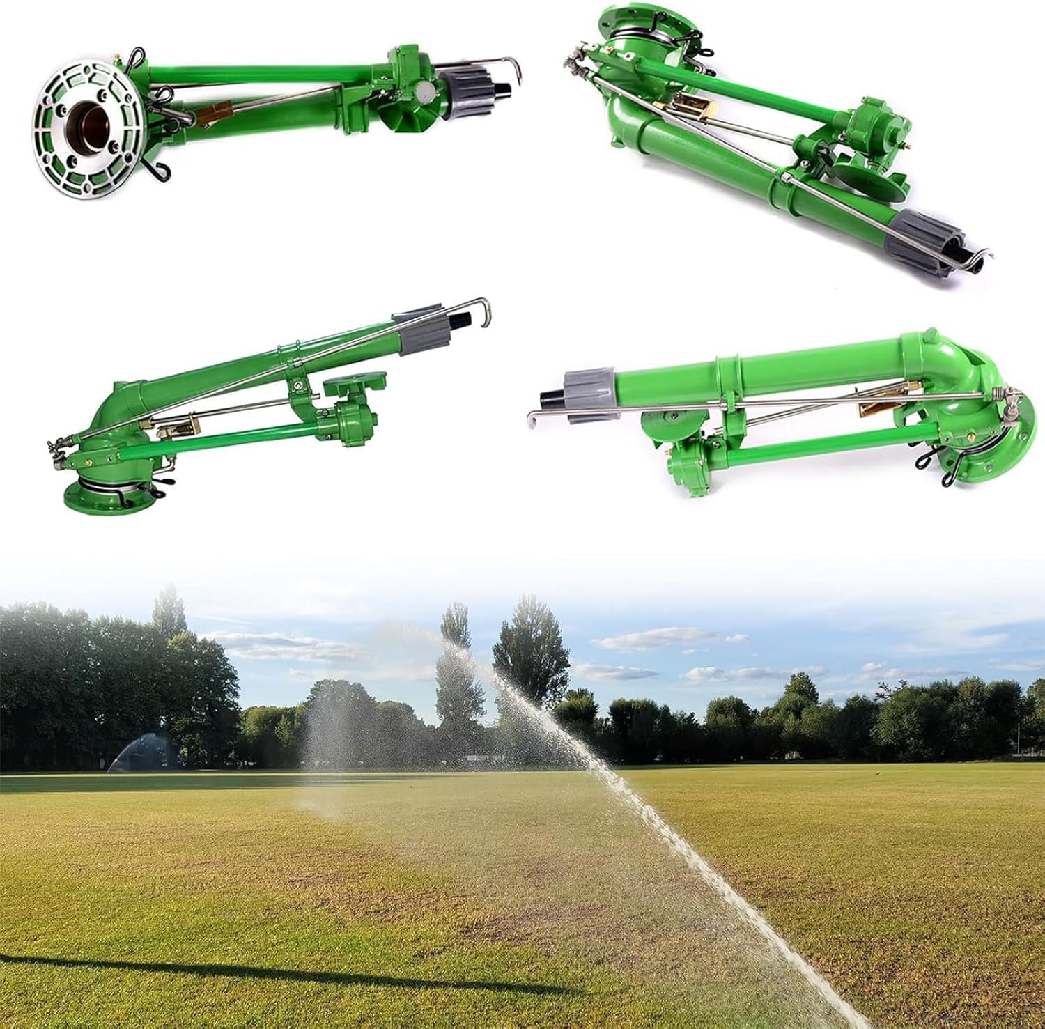 2" Farm Irrigation Sprinklers, Adjustable Impact Sprinkler for Large Areas,Watering Spray with 4 Replacement Nozzle, for Farm Lawn Garden Irrigation Industrial Dust Removal