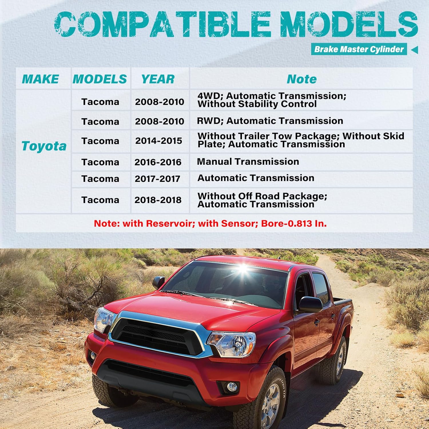 M630597 Brake Master Cylinder with Reservoir and Sensor Compatible with Toyota 2008-2010 2014-2018 Tacoma 4WD, OE 4720104150