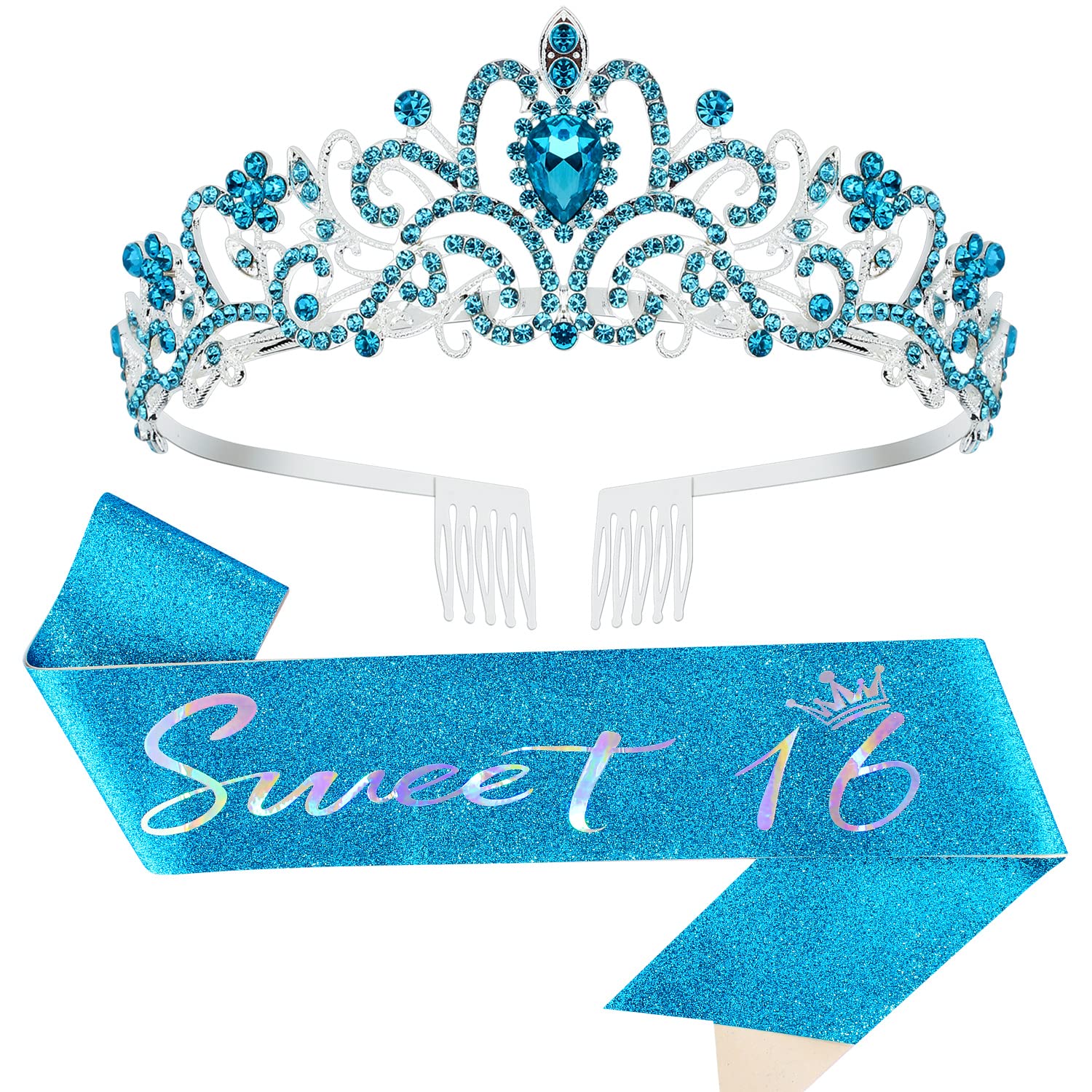 Sweet 16 Birthday Decorations, Blue Sweet 16 Sash and