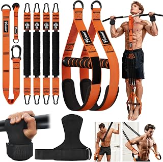 Upgraded Pull Up Assistance Bands, Heavy Duty Resistance Bands with Handles, Exercise Band with Door Anchor, Adjustable Workout Band Set for Pull Up Bar, Full Body Strength&Muscle Training, Home Gym