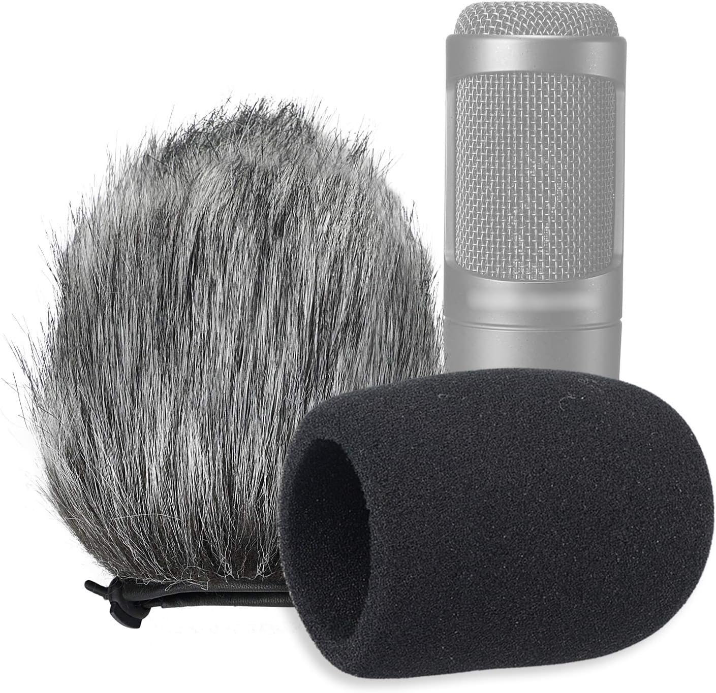 SUNMON Windscreen and Foam Cover, Indoor Outdoor Microphone Wind Muff for Audio-Technica AT2020, AT2020USB, AT2020USB+ mic AT2035, AT4040, AT2050 Microphone（2Pack）
