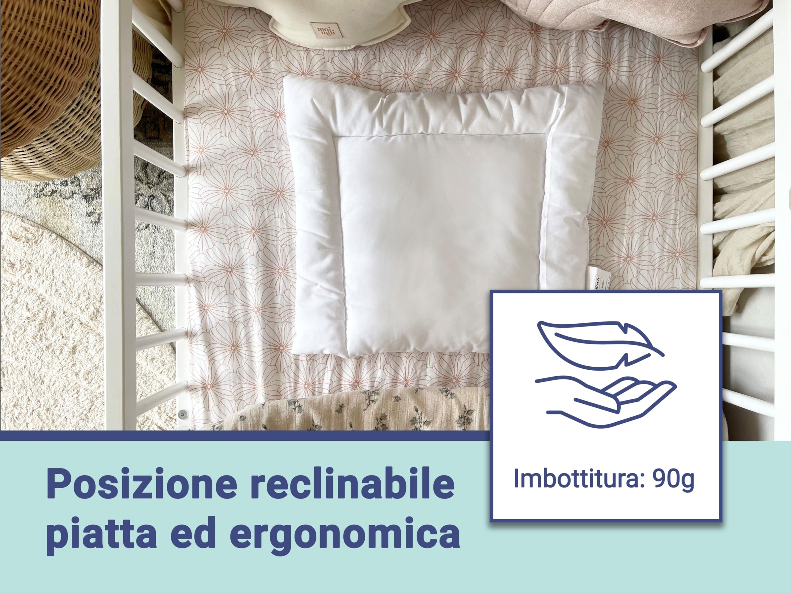 ZOLLNER Cuscino 35x40 cm per bambini - cuscinetto piatto - adatto per allergici - materiale misto - lavabile a 95°C - Qualità alberghiera