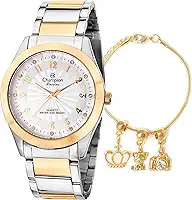 Relógio Feminino Champion Bicolor Analógico + Pulseira Berloques CN29409S