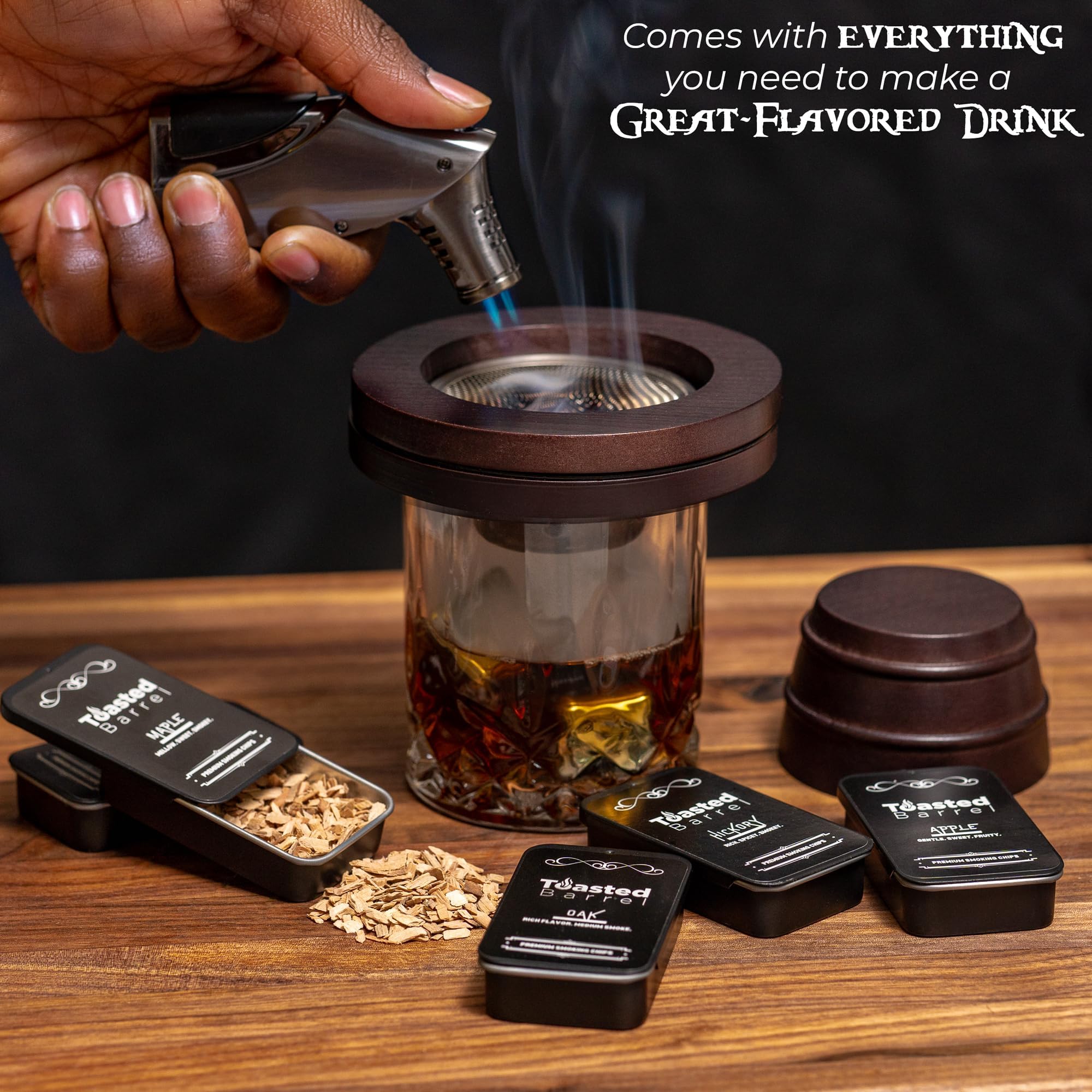 Elektrischer Cocktail Smoker Kit – Mit Fackel & 6 Holzchips, Zum Räuchern Von Whisky & Drinks
