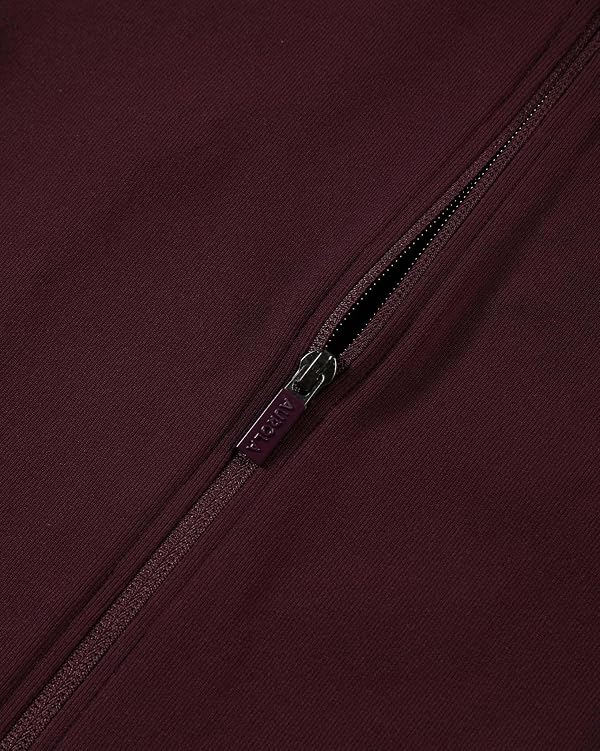 AUROLA Workout Tops for Women, Short Sleeve Gym Shirts Seamless Slim Fit Zip Up Yoga Jacket Crop Top,Black Cherry,M by AUROLA - Used condition - Image 5